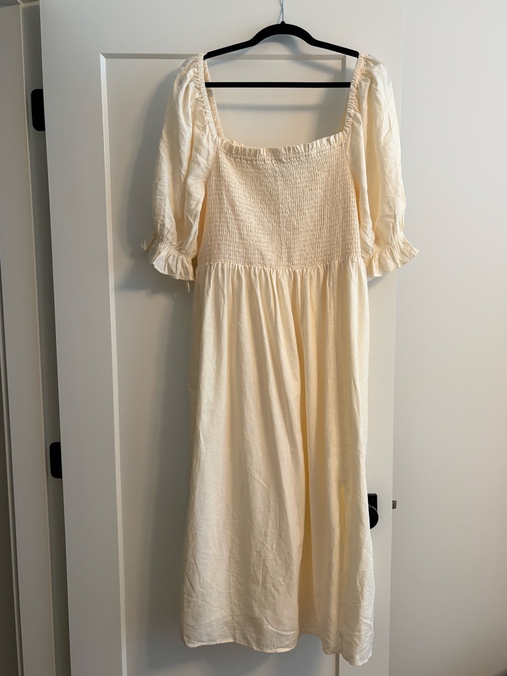 GAP Cream Midi Dress with Smocked Bodice